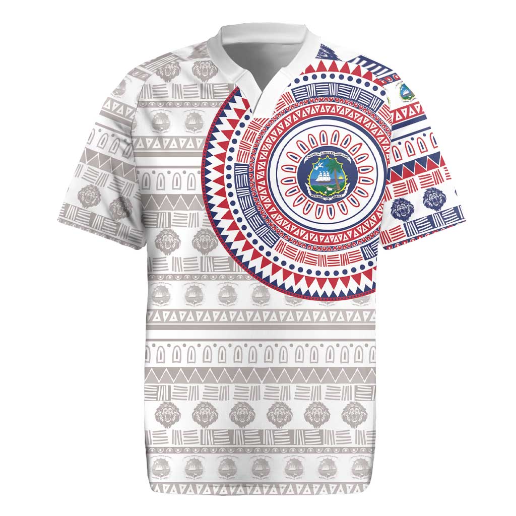 Liberia African Tribal Pattern Rugby Jersey Chest Arm Tattoo