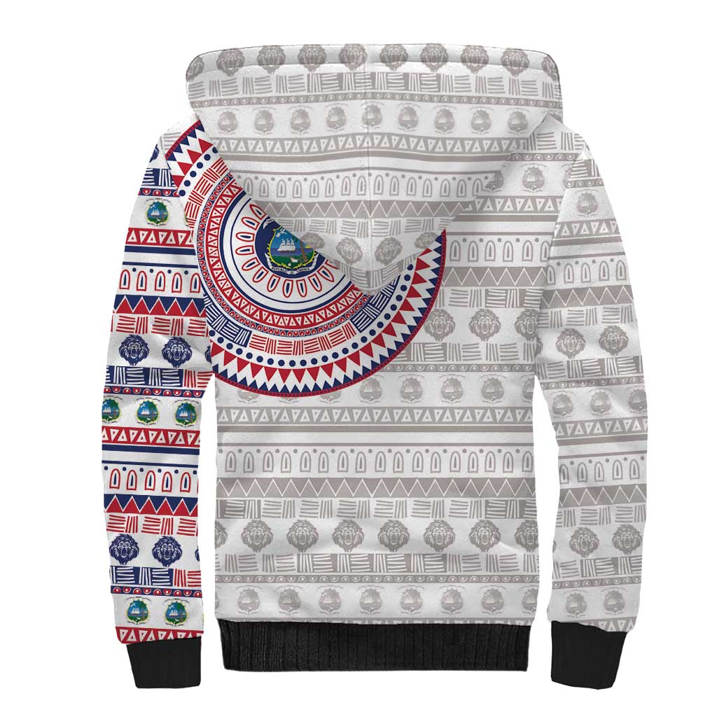 Liberia African Tribal Pattern Sherpa Hoodie Chest Arm Tattoo