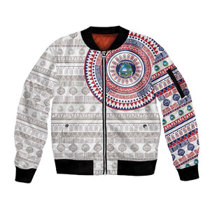 Liberia African Tribal Pattern Sleeve Zip Bomber Jacket Chest Arm Tattoo
