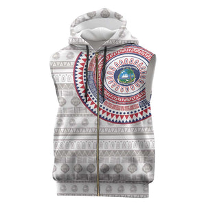 Liberia African Tribal Pattern Sleeveless Zip Hoodie Chest Arm Tattoo - African Pride