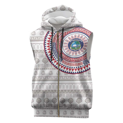 Liberia African Tribal Pattern Sleeveless Zip Hoodie Chest Arm Tattoo - African Pride