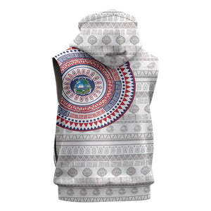 Liberia African Tribal Pattern Sleeveless Zip Hoodie Chest Arm Tattoo - African Pride