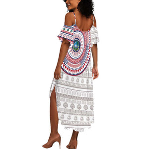Liberia African Tribal Pattern Summer Maxi Dress Chest Arm Tattoo