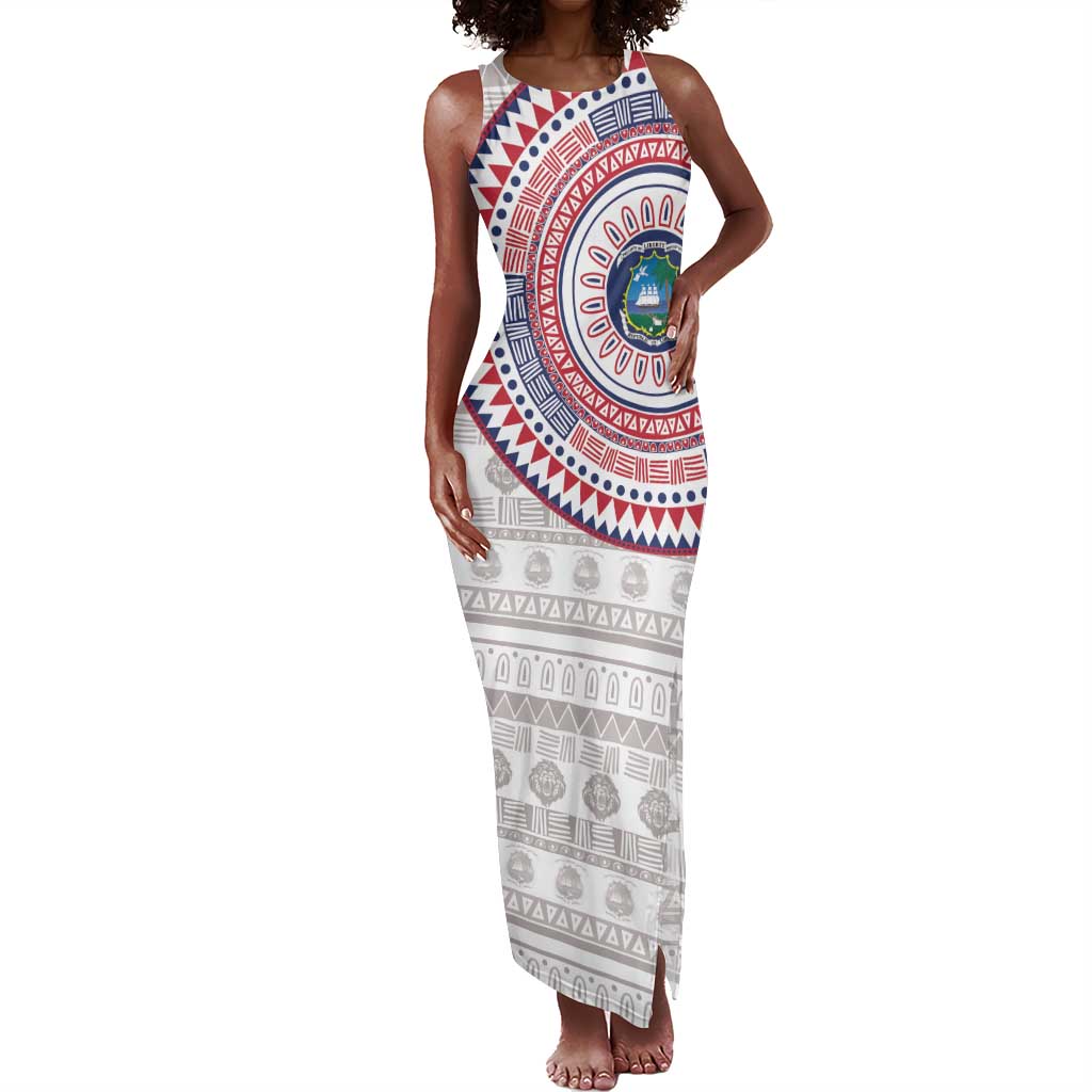 Liberia African Tribal Pattern Tank Maxi Dress Chest Arm Tattoo