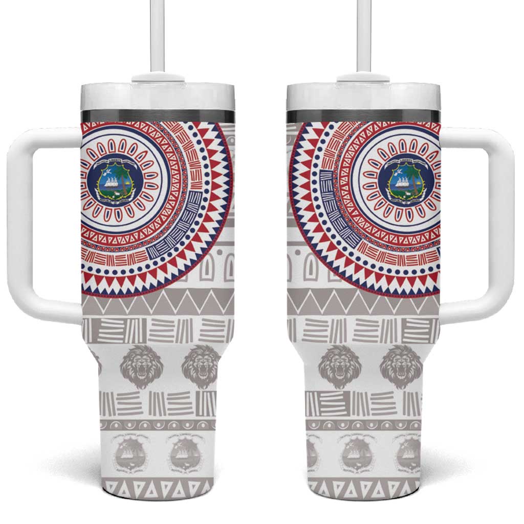 Liberia African Tribal Pattern Tumbler With Handle Chest Arm Tattoo