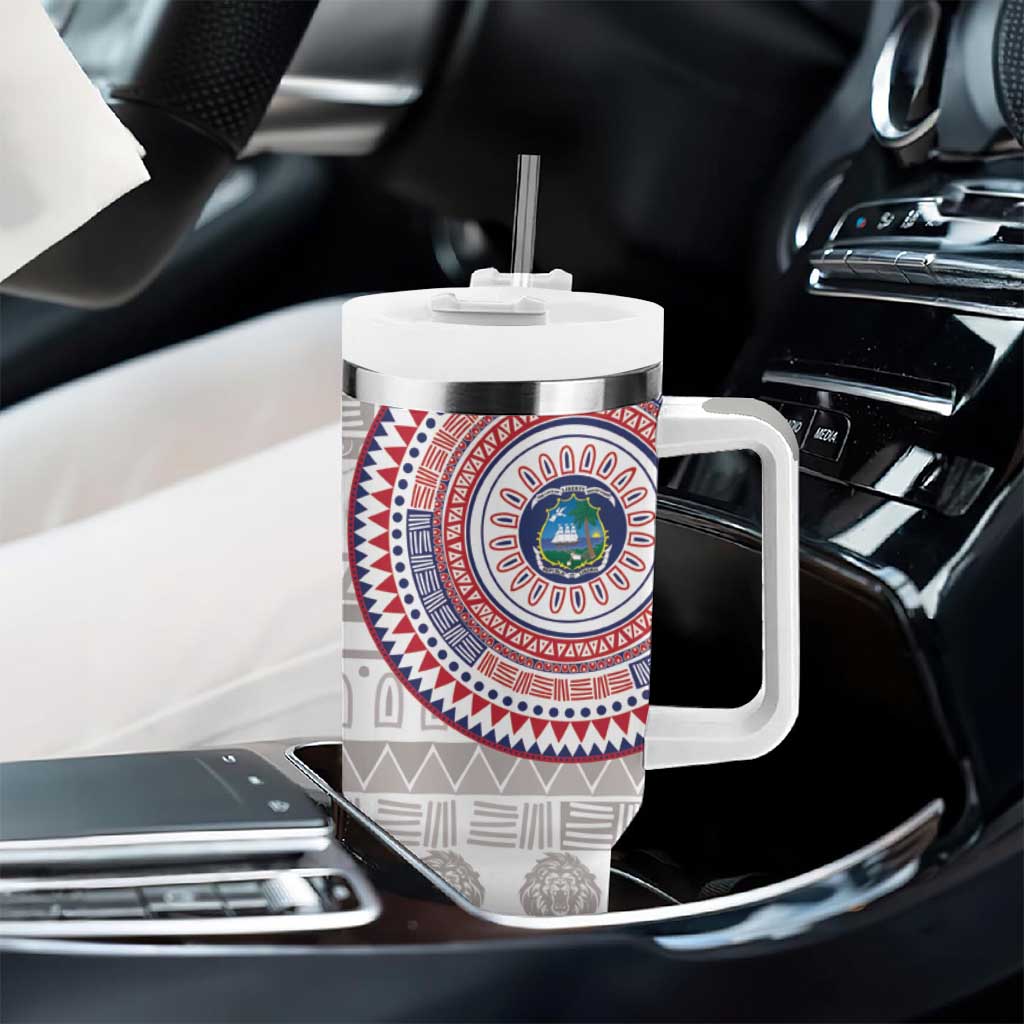 Liberia African Tribal Pattern Tumbler With Handle Chest Arm Tattoo