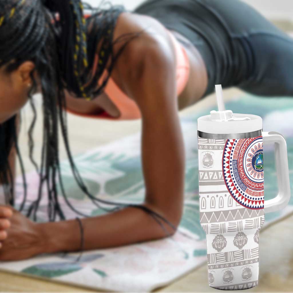 Liberia African Tribal Pattern Tumbler With Handle Chest Arm Tattoo