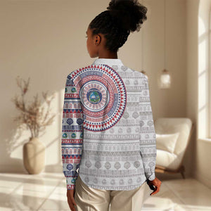 Liberia African Tribal Pattern Women Casual Shirt Chest Arm Tattoo