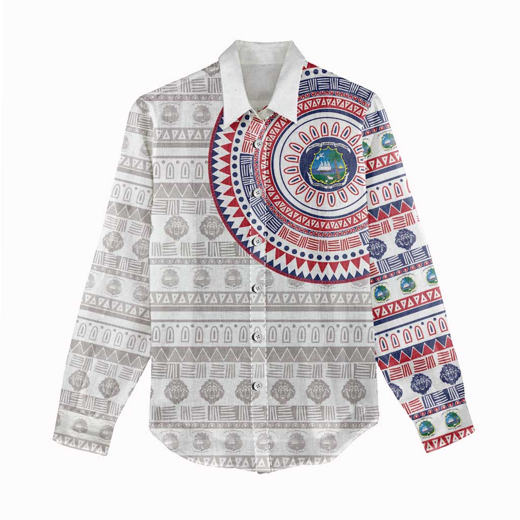 Liberia African Tribal Pattern Women Casual Shirt Chest Arm Tattoo