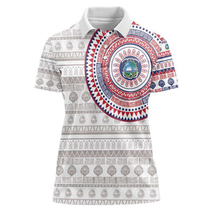 Liberia African Tribal Pattern Women Polo Shirt Chest Arm Tattoo