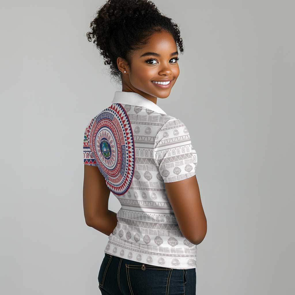 Liberia African Tribal Pattern Women Polo Shirt Chest Arm Tattoo