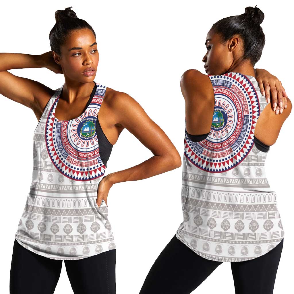 Liberia African Tribal Pattern Women Racerback Tank Chest Arm Tattoo