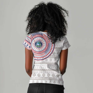 Liberia African Tribal Pattern Women V-Neck T-Shirt Chest Arm Tattoo