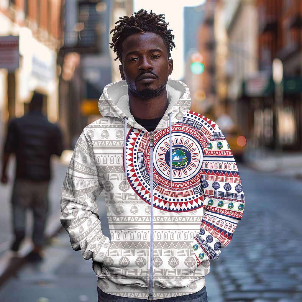 Liberia African Tribal Pattern Zip Hoodie Chest Arm Tattoo