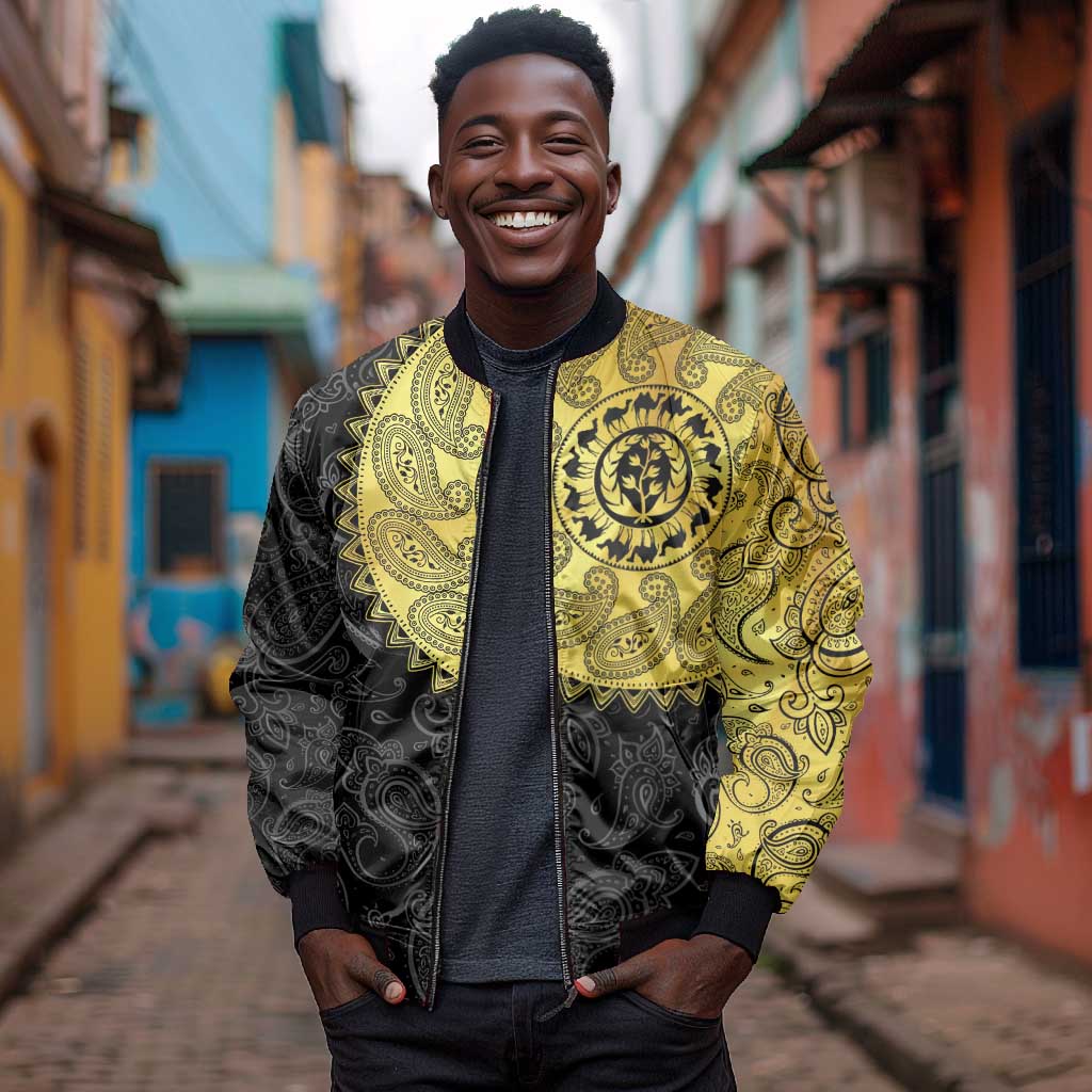 Eritrea African Tribal Mix Paisley Pattern Bomber Jacket Chest Arm Tattoo
