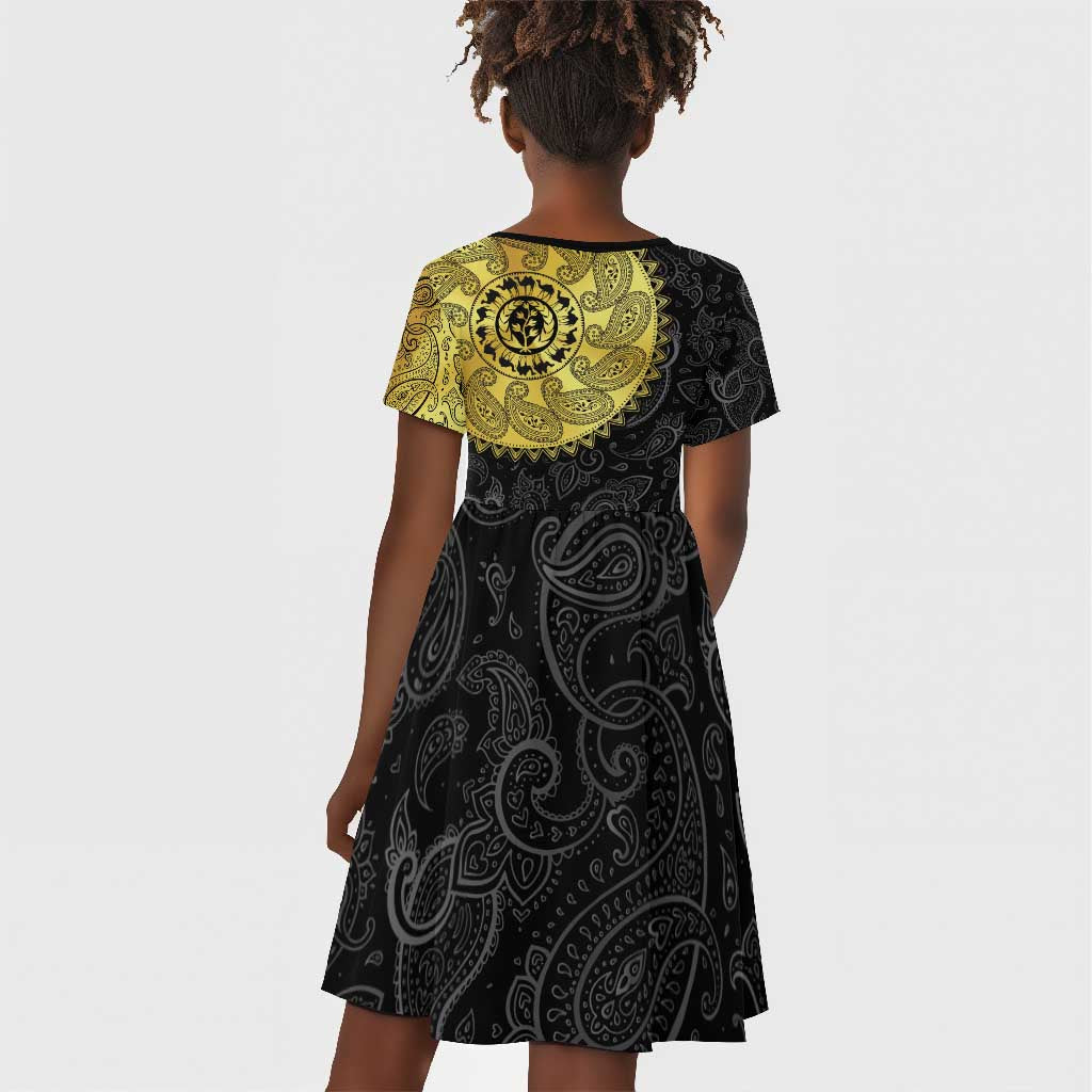 Eritrea African Tribal Mix Paisley Pattern Kid Short Sleeve Dress Chest Arm Tattoo