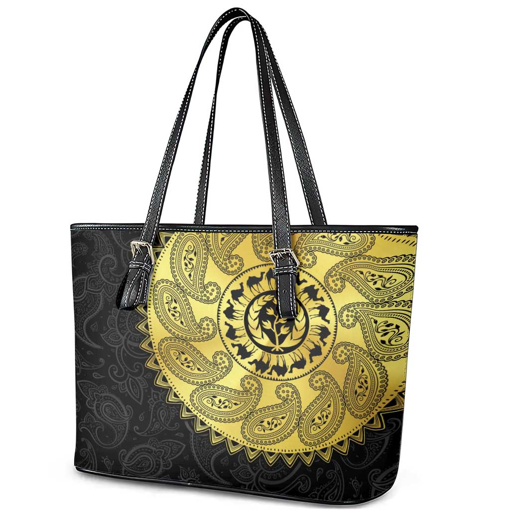 Eritrea African Tribal Mix Paisley Pattern Leather Tote Bag Chest Arm Tattoo