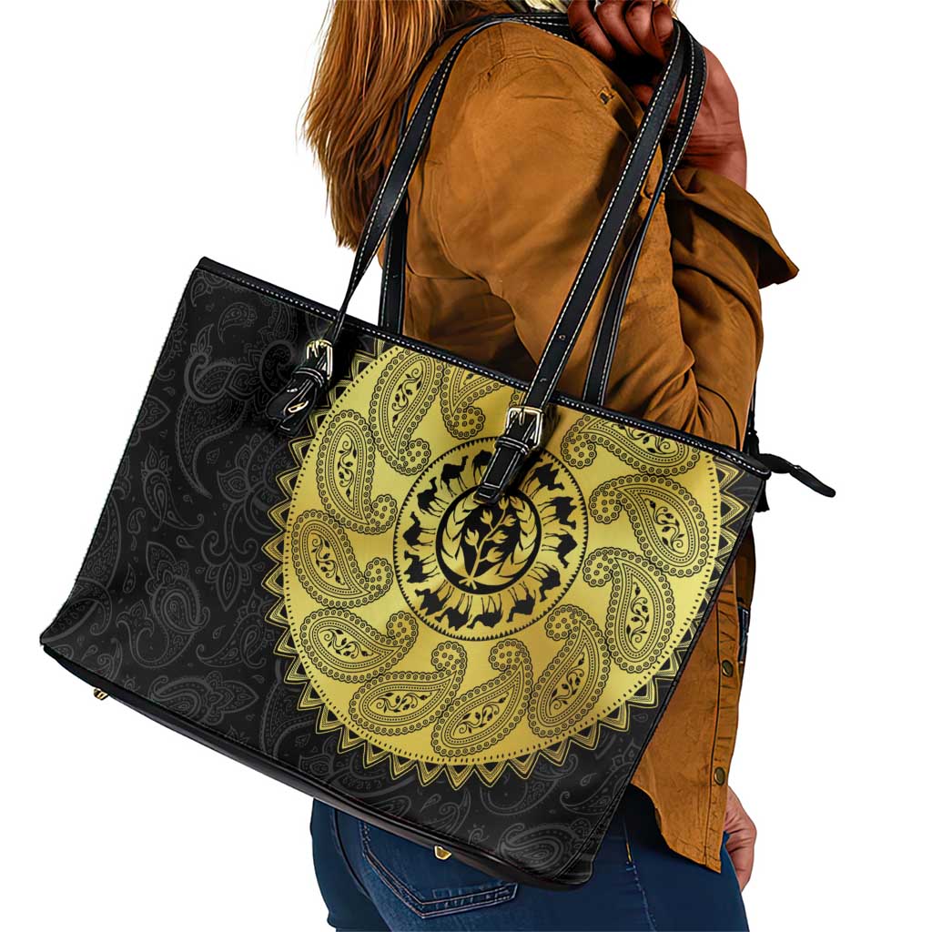 Eritrea African Tribal Mix Paisley Pattern Leather Tote Bag Chest Arm Tattoo
