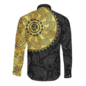 Eritrea African Tribal Mix Paisley Pattern Long Sleeve Button Shirt Chest Arm Tattoo
