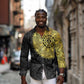 Eritrea African Tribal Mix Paisley Pattern Long Sleeve Button Shirt Chest Arm Tattoo