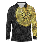 Eritrea African Tribal Mix Paisley Pattern Long Sleeve Polo Shirt Chest Arm Tattoo