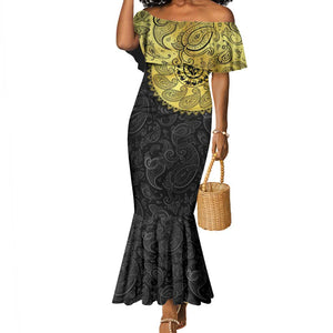 Eritrea African Tribal Mix Paisley Pattern Mermaid Dress Chest Arm Tattoo