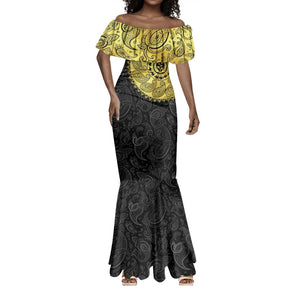 Eritrea African Tribal Mix Paisley Pattern Mermaid Dress Chest Arm Tattoo