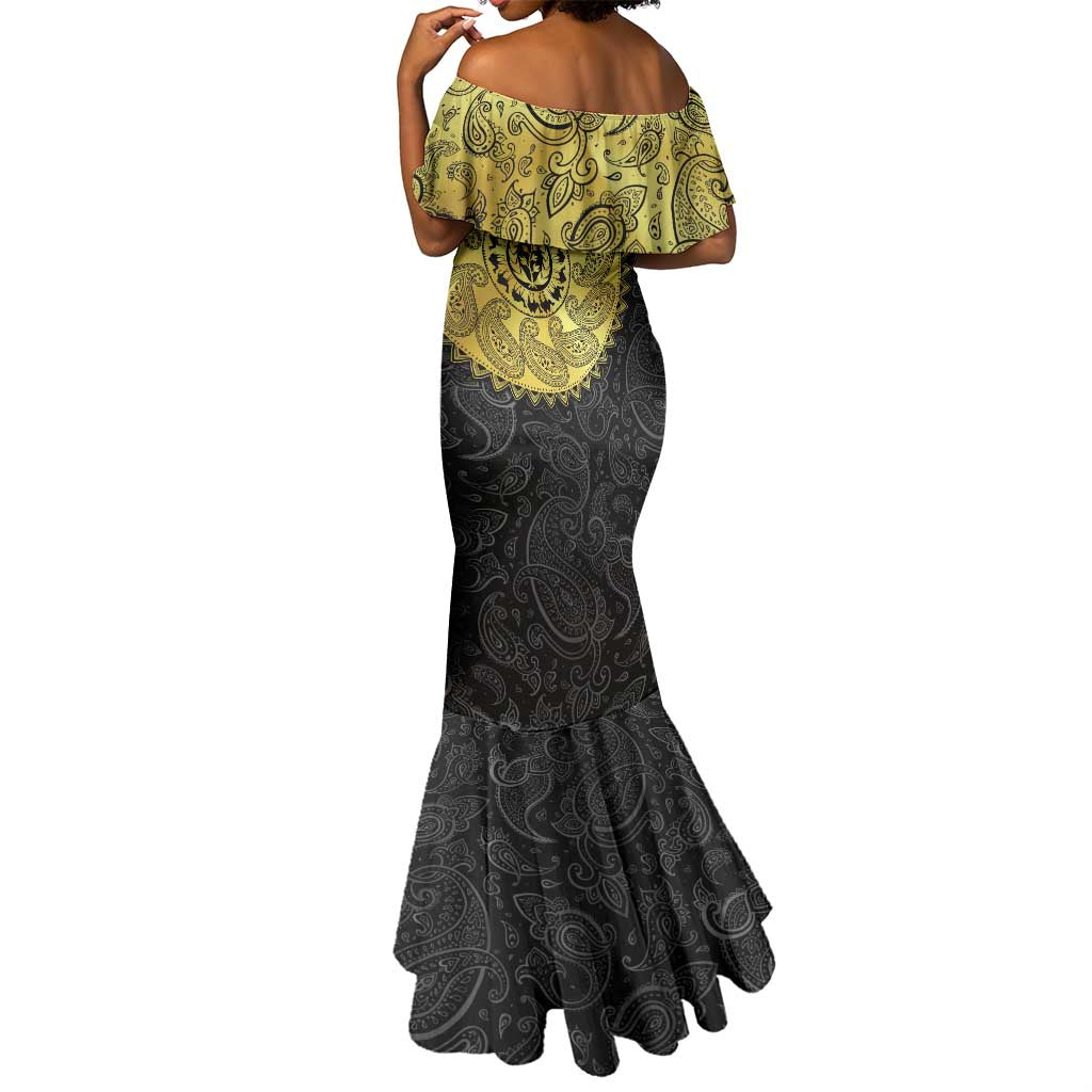 Eritrea African Tribal Mix Paisley Pattern Mermaid Dress Chest Arm Tattoo