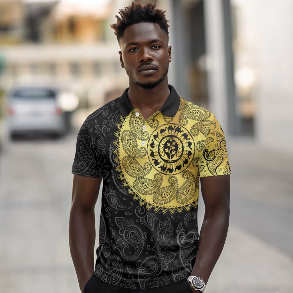 Eritrea African Tribal Mix Paisley Pattern Polo Shirt Chest Arm Tattoo