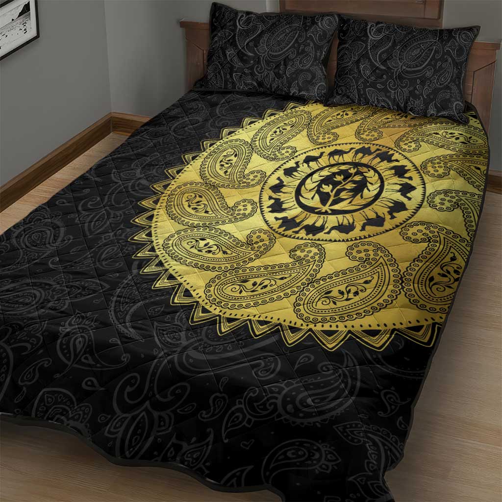 Eritrea African Tribal Mix Paisley Pattern Quilt Bed Set Chest Arm Tattoo