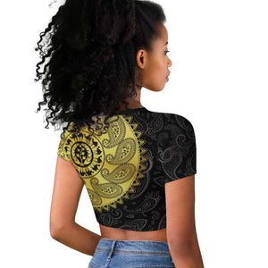 Eritrea African Tribal Mix Paisley Pattern Raglan Cropped T shirt Chest Arm Tattoo
