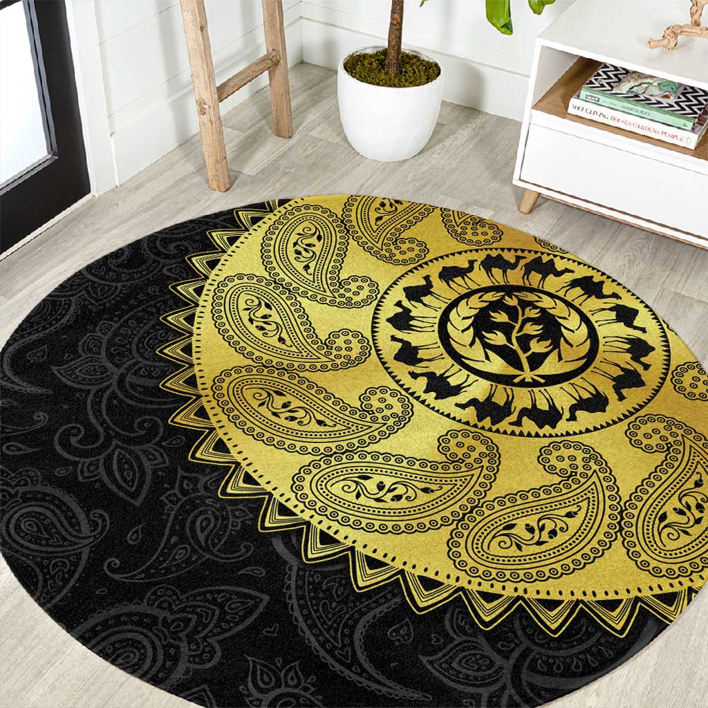Eritrea African Tribal Mix Paisley Pattern Round Carpet Chest Arm Tattoo