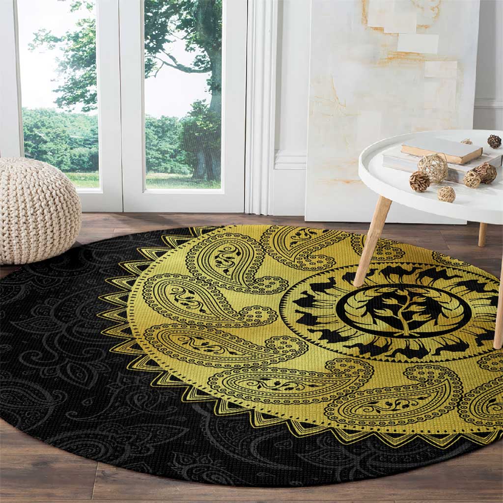 Eritrea African Tribal Mix Paisley Pattern Round Carpet Chest Arm Tattoo