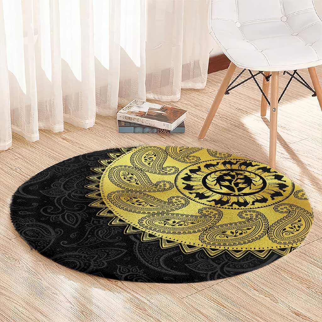 Eritrea African Tribal Mix Paisley Pattern Round Carpet Chest Arm Tattoo
