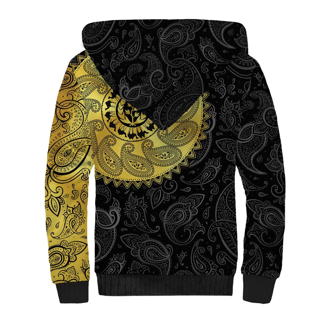 Eritrea African Tribal Mix Paisley Pattern Sherpa Hoodie Chest Arm Tattoo