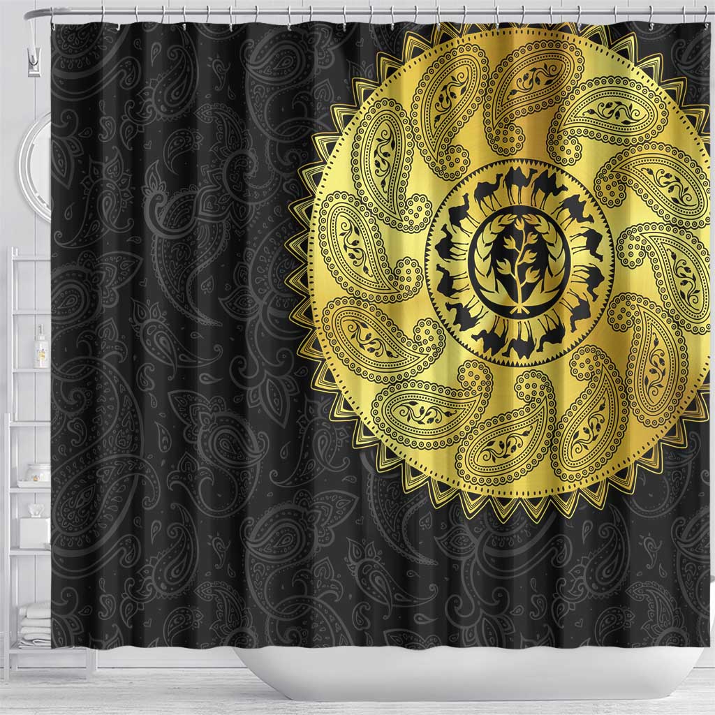 Eritrea African Tribal Mix Paisley Pattern Shower Curtain Chest Arm Tattoo