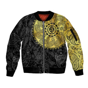 Eritrea African Tribal Mix Paisley Pattern Sleeve Zip Bomber Jacket Chest Arm Tattoo
