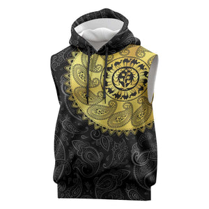 Eritrea African Tribal Mix Paisley Pattern Sleeveless Hoodie Chest Arm Tattoo - African Pride