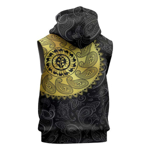 Eritrea African Tribal Mix Paisley Pattern Sleeveless Hoodie Chest Arm Tattoo - African Pride