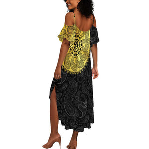 Eritrea African Tribal Mix Paisley Pattern Summer Maxi Dress Chest Arm Tattoo
