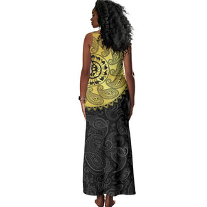 Eritrea African Tribal Mix Paisley Pattern Tank Maxi Dress Chest Arm Tattoo