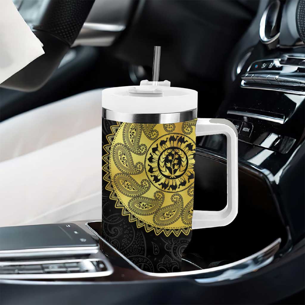 Eritrea African Tribal Mix Paisley Pattern Tumbler With Handle Chest Arm Tattoo