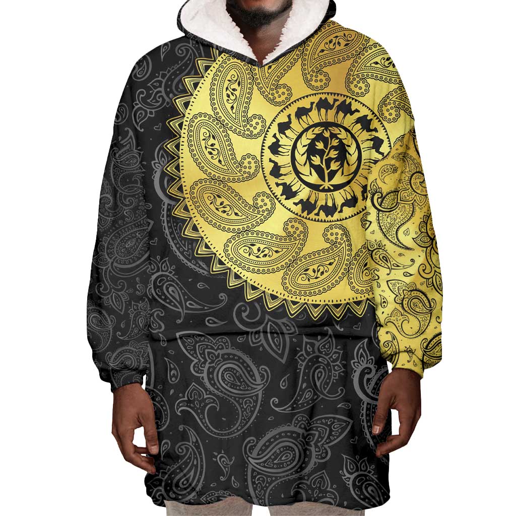 Eritrea African Tribal Mix Paisley Pattern Wearable Blanket Hoodie Chest Arm Tattoo