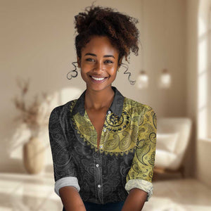 Eritrea African Tribal Mix Paisley Pattern Women Casual Shirt Chest Arm Tattoo