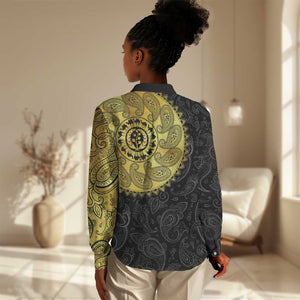 Eritrea African Tribal Mix Paisley Pattern Women Casual Shirt Chest Arm Tattoo