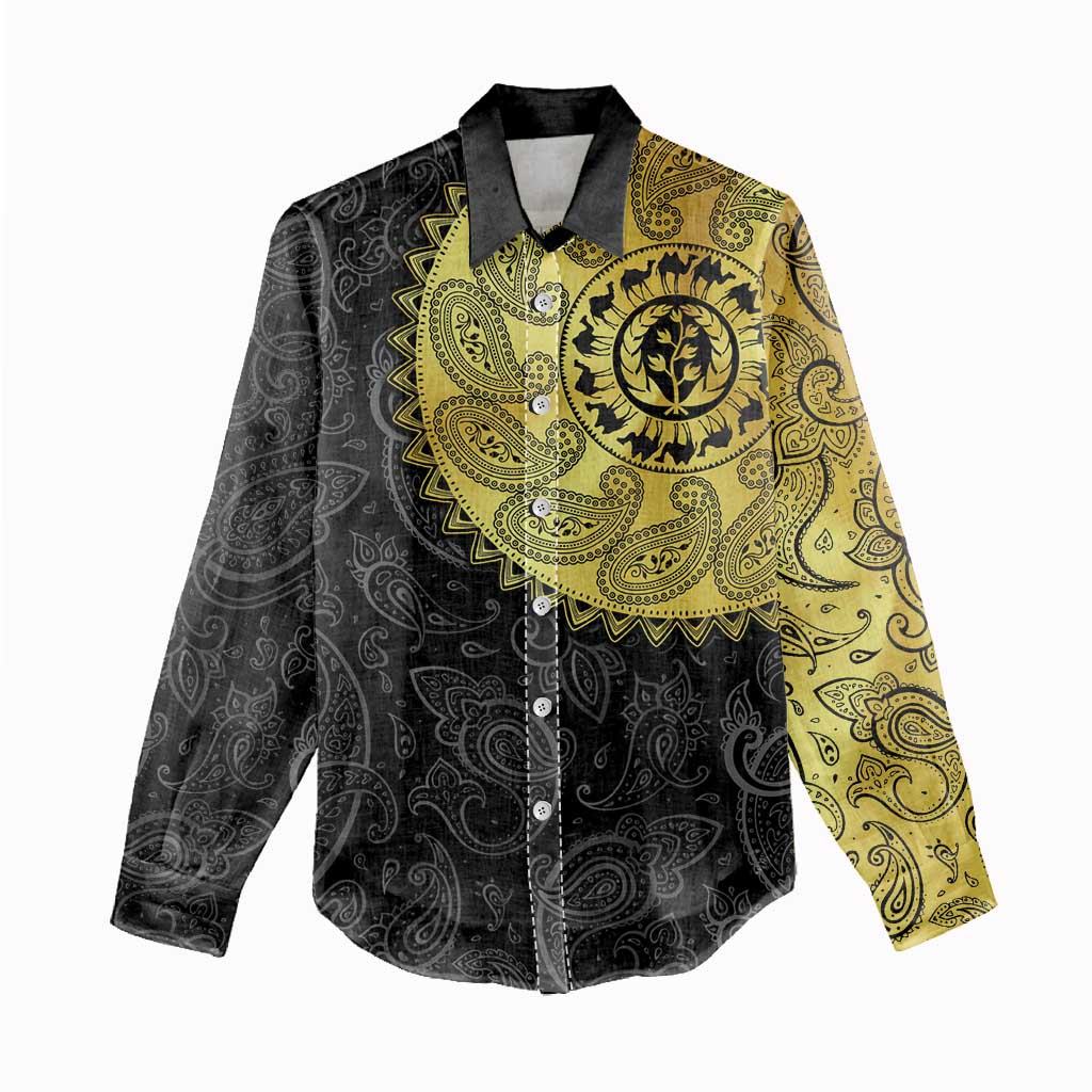 Eritrea African Tribal Mix Paisley Pattern Women Casual Shirt Chest Arm Tattoo