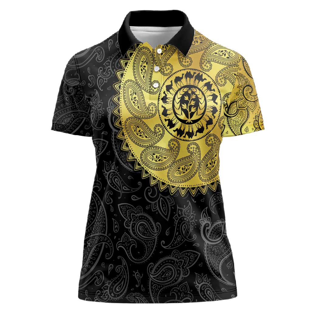 Eritrea African Tribal Mix Paisley Pattern Women Polo Shirt Chest Arm Tattoo