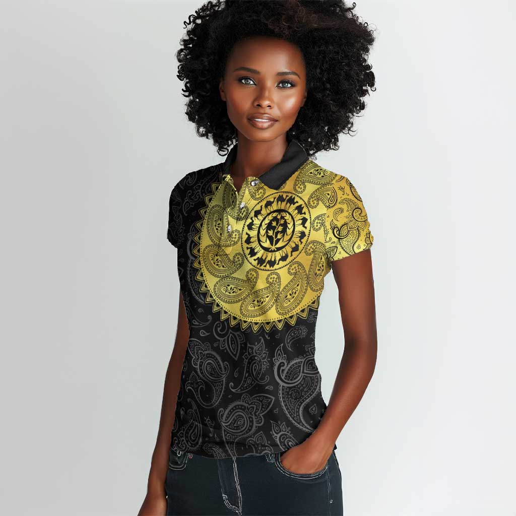Eritrea African Tribal Mix Paisley Pattern Women Polo Shirt Chest Arm Tattoo