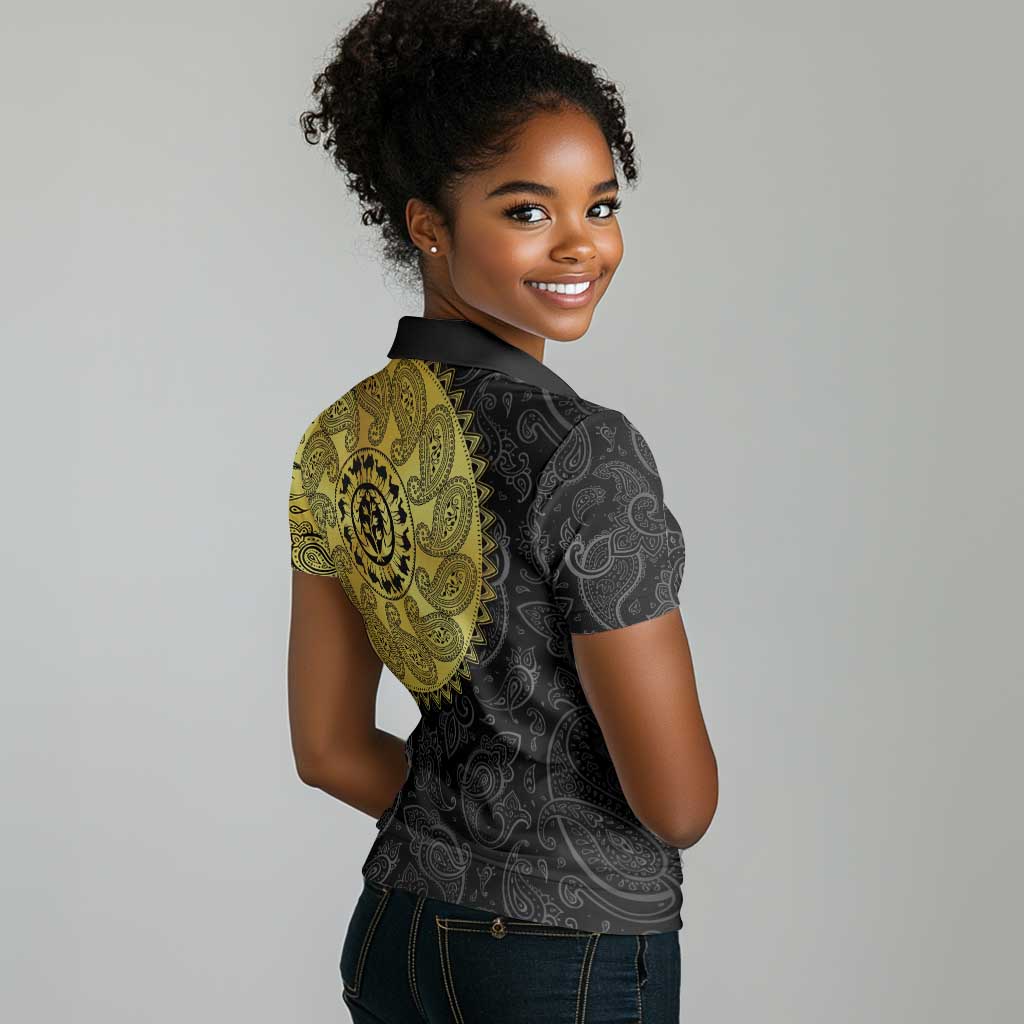 Eritrea African Tribal Mix Paisley Pattern Women Polo Shirt Chest Arm Tattoo