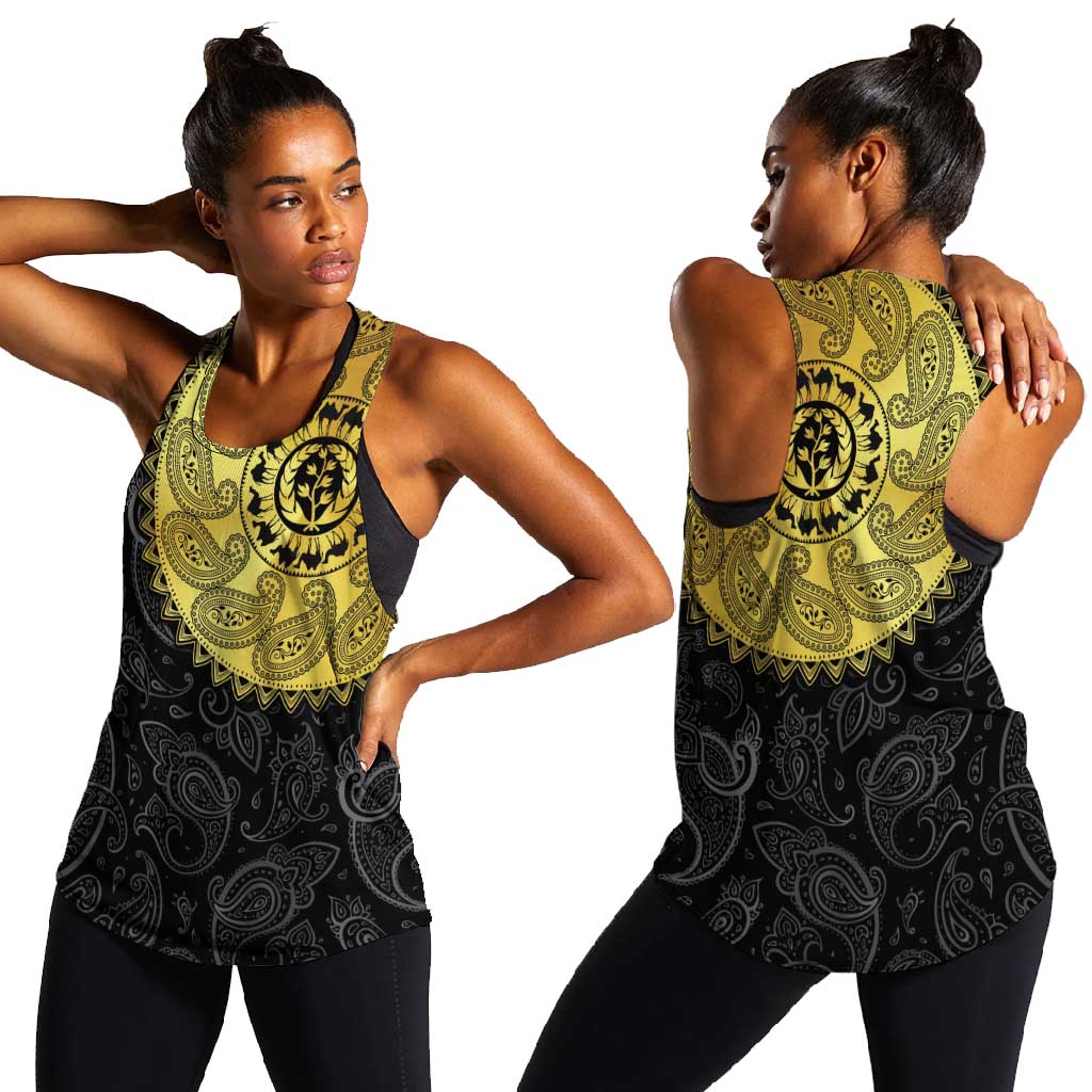 Eritrea African Tribal Mix Paisley Pattern Women Racerback Tank Chest Arm Tattoo